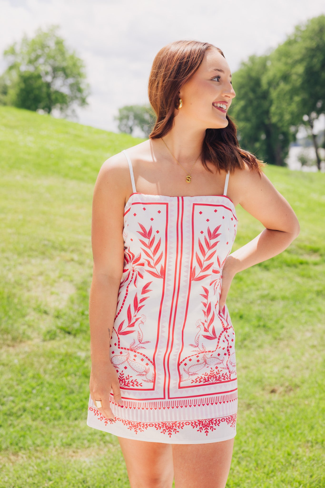 Red Printed Tube Dress